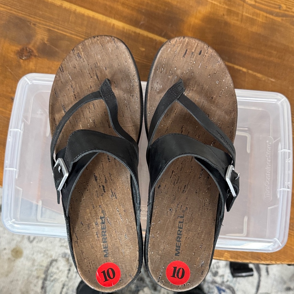 Merrell Black Cork Footbed Sandals